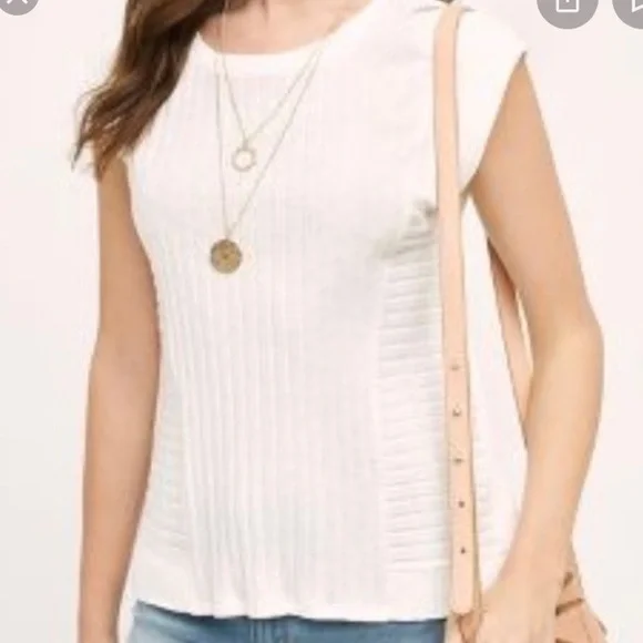 •Anthropologie• Bordeaux White Zipper shirt Sz M! - Picture 3 of 12